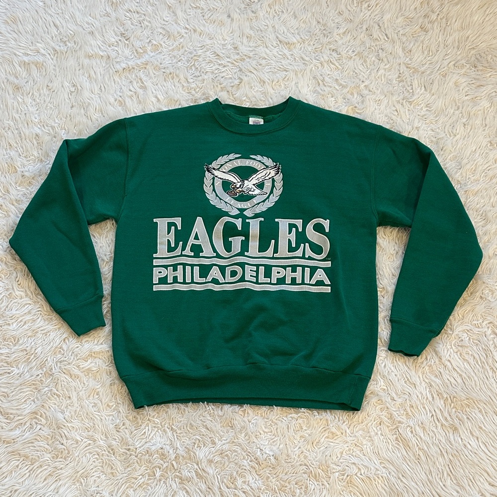Vintage NFL Logo 7 Philadelphia Eagles Green Crewneck Sweatshirt M READ ‘87-‘95